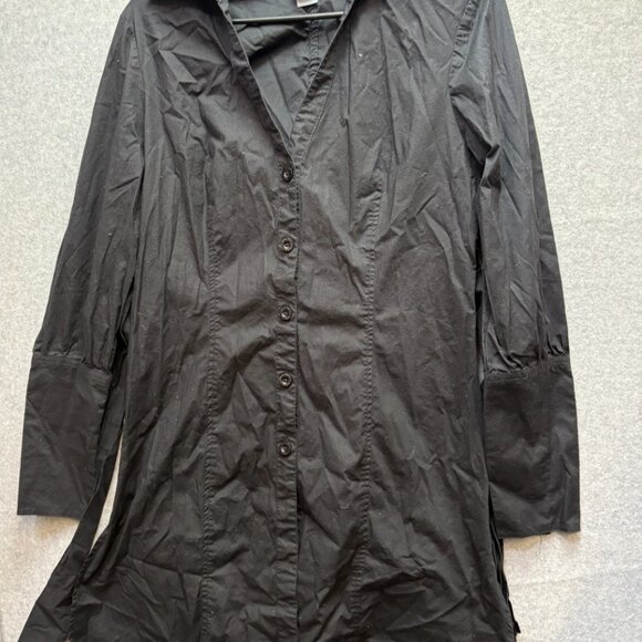 Bisou Bisou Black Button Down Shirt Size 12 - Picture 1 of 9